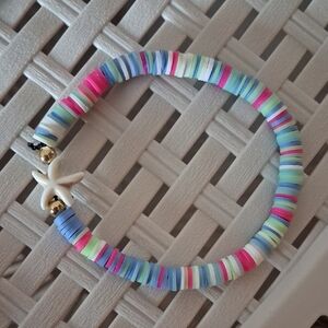 Colorful Clay Beaded Bracelet with Starfish Charm